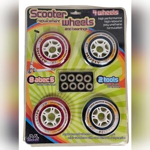 Motiv Scooter Replacement Wheels and Bearings 4‎ Wheels 8 Bearings 2 Tools New